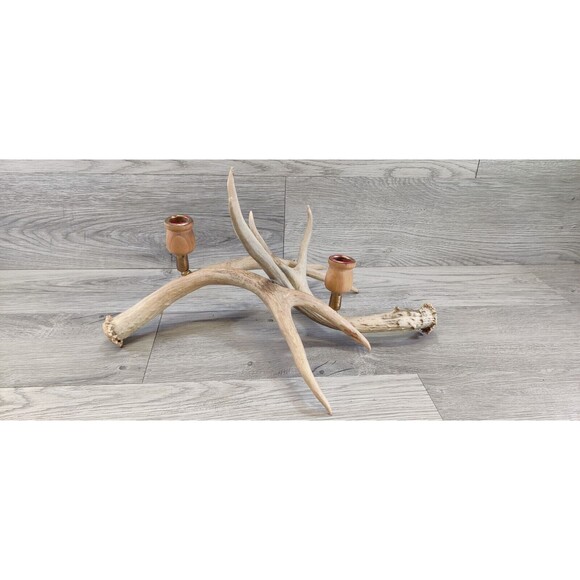 Set of 2 Faux Rustic Deer Antler Candelabra Taper Candle Holders - A PAIR 16" - Picture 4 of 10